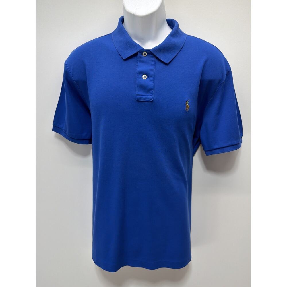 Polo Ralph Lauren Mens XL Shirt Pima Soft Touch Blue Flesh Pony Short Sleeve